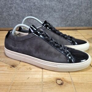 Common Projects Achilles Low Mens 11 Retro Black Gloss Leather Shoes Sneakers